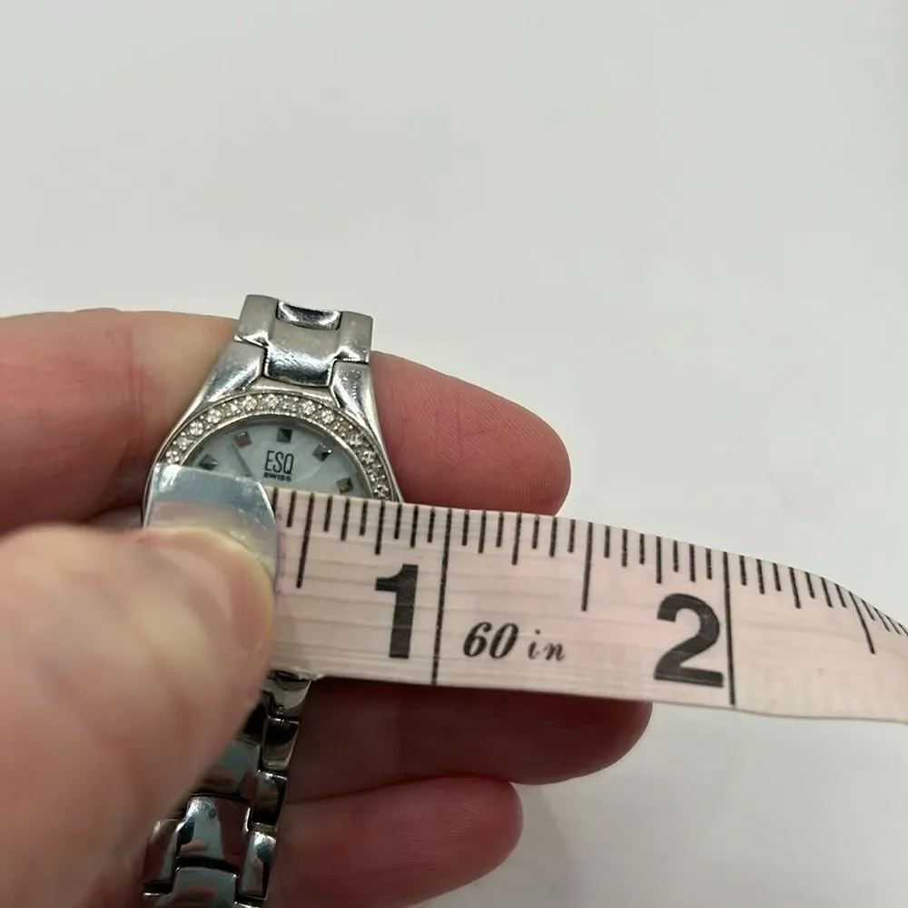 Working! Esquire ESQ by Movado Dainty Minimalist Rhinestone Bezel Swiss Watch